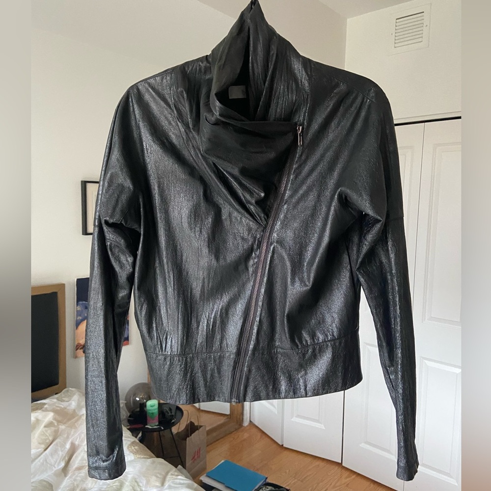 Barila brand faux leather asymmetrical jacket